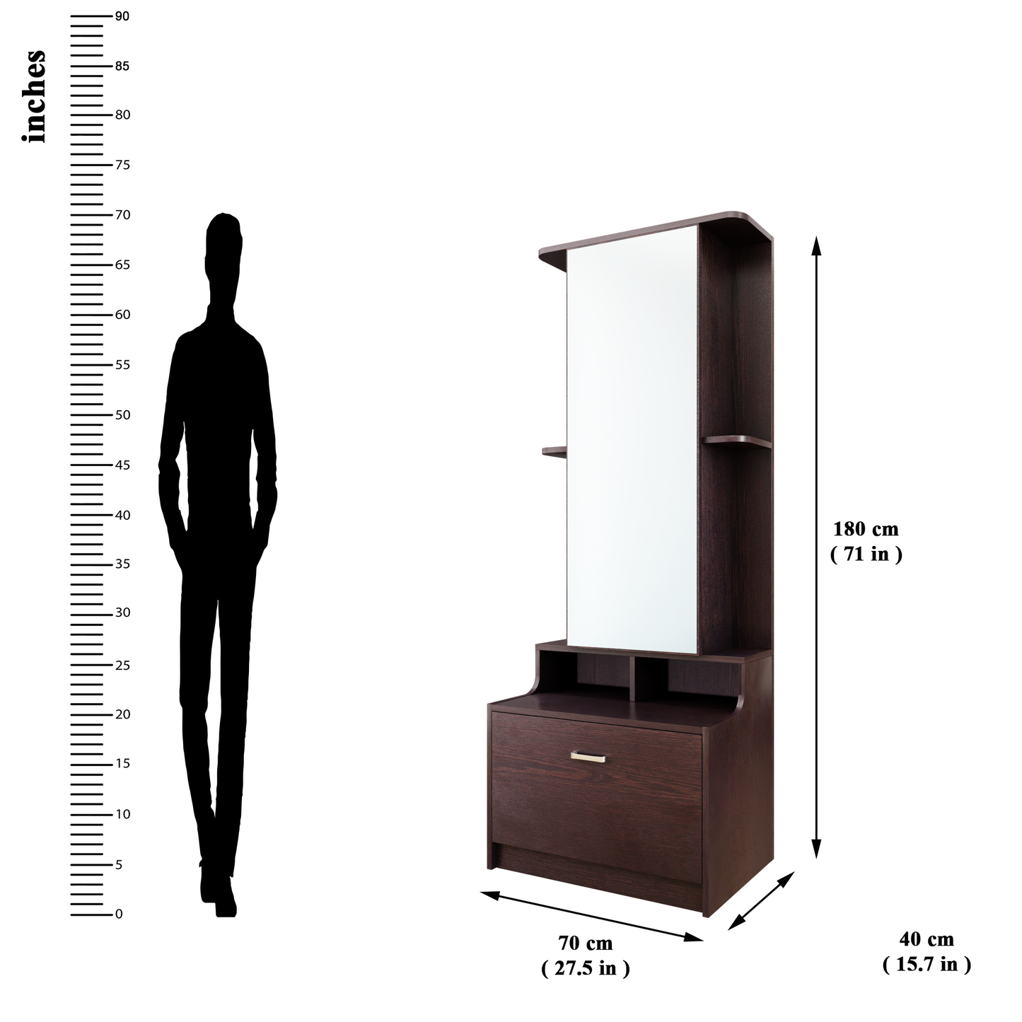 Dressing Table with Mirror Door | Drawer & Shelves Dressing Table VIKI FURNITURE