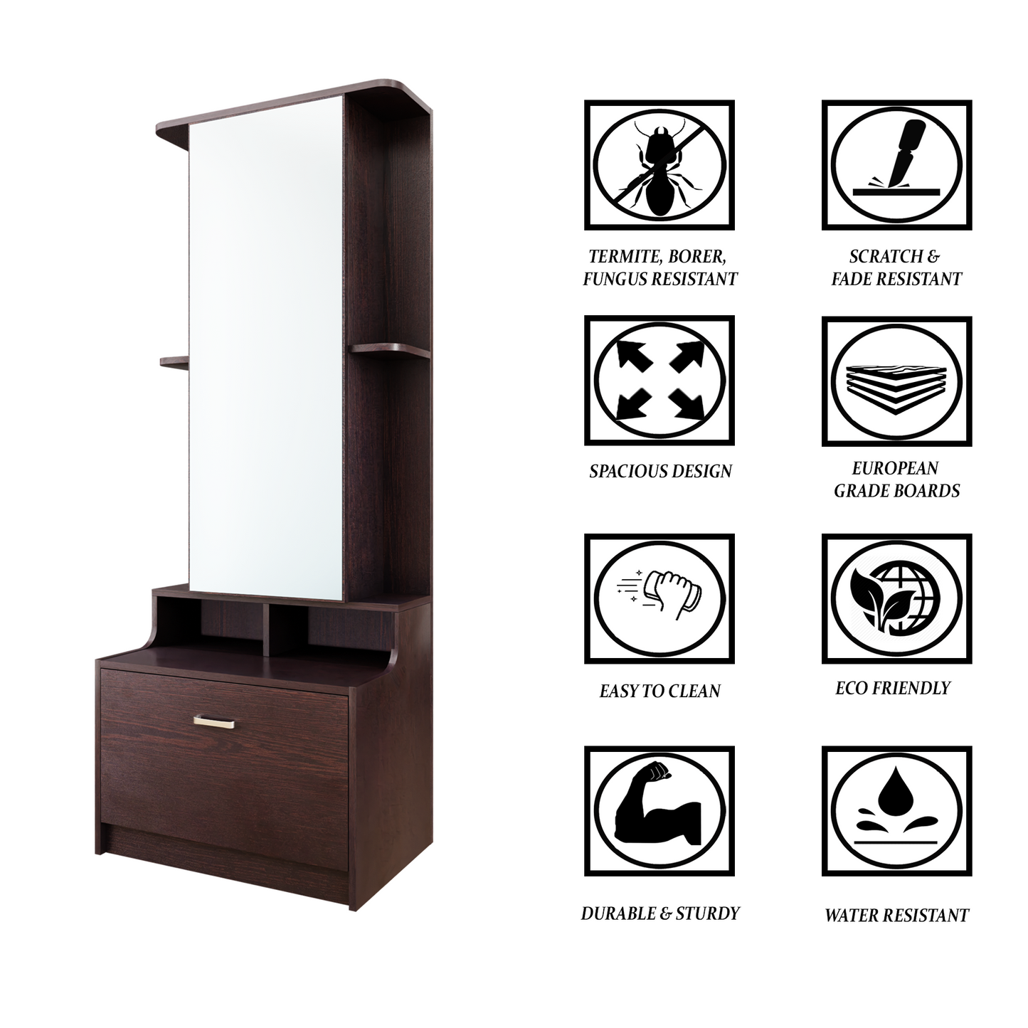 Dressing Table with Mirror Door | Drawer & Shelves Dressing Table VIKI FURNITURE