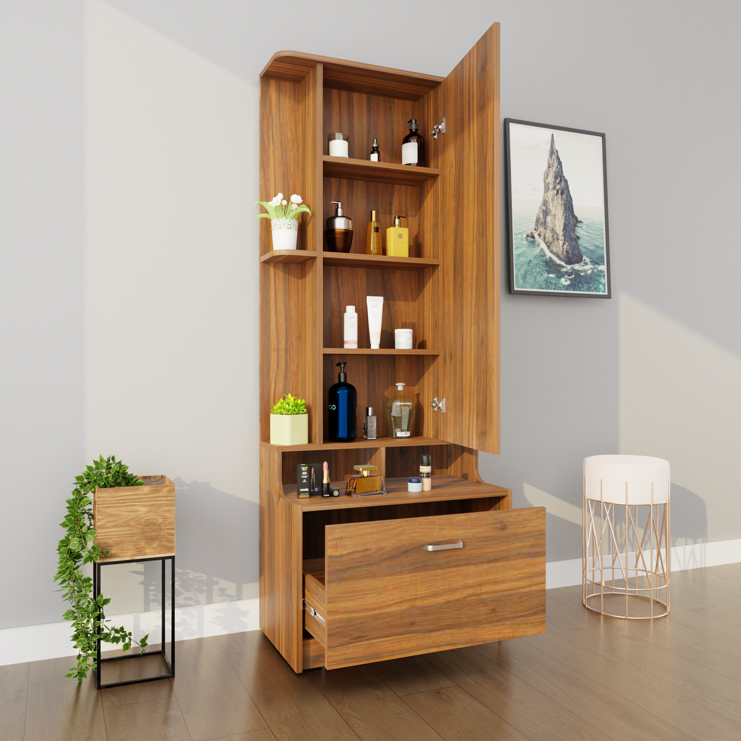 Dressing Table with Mirror Door | Drawer & Shelves Dressing Table VIKI FURNITURE