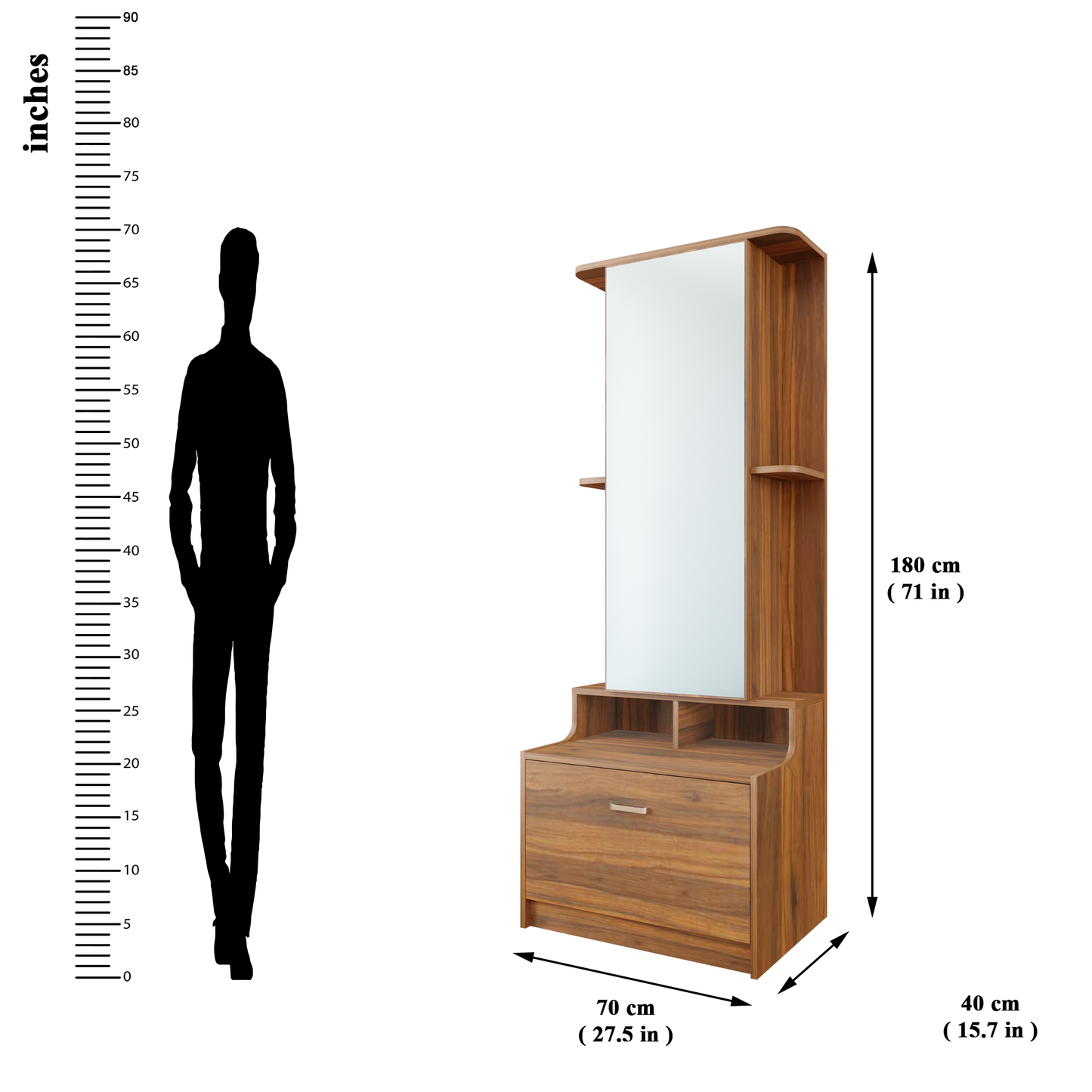 Dressing Table with Mirror Door | Drawer & Shelves Dressing Table VIKI FURNITURE