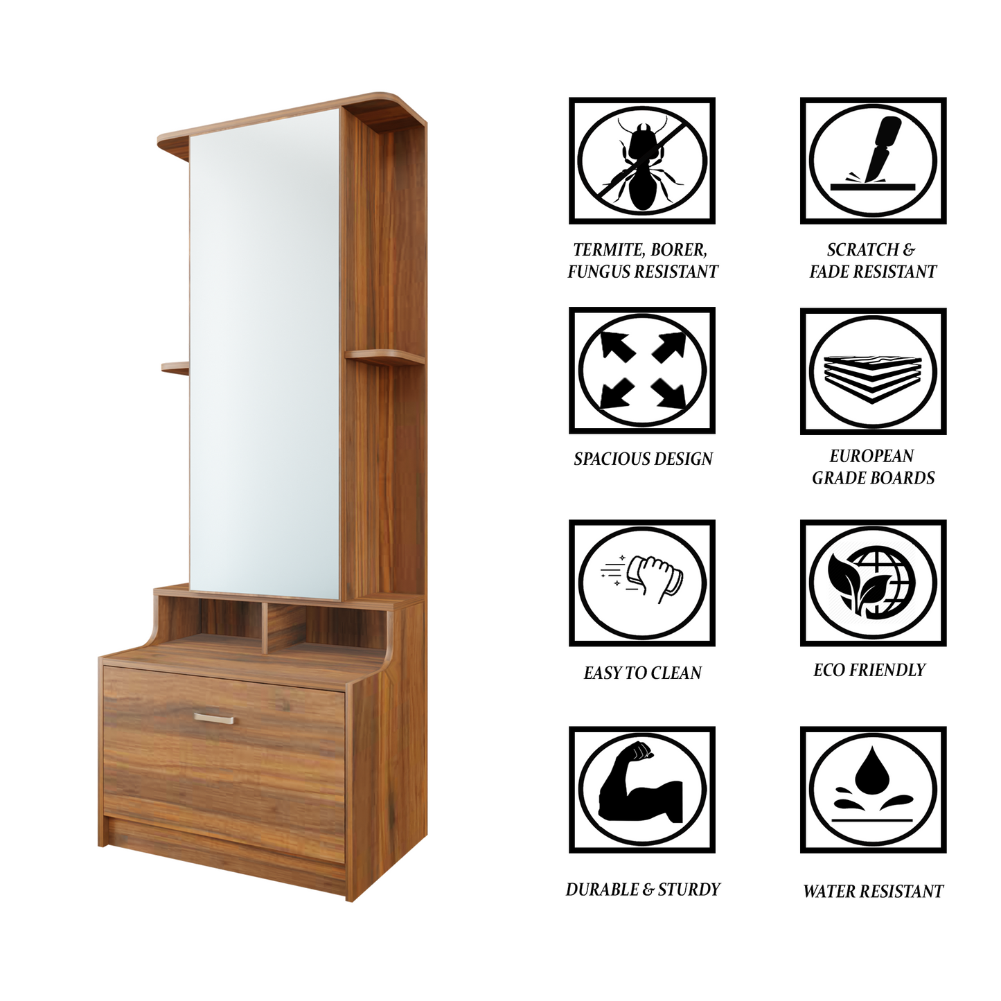 Dressing Table with Mirror Door | Drawer & Shelves Dressing Table VIKI FURNITURE