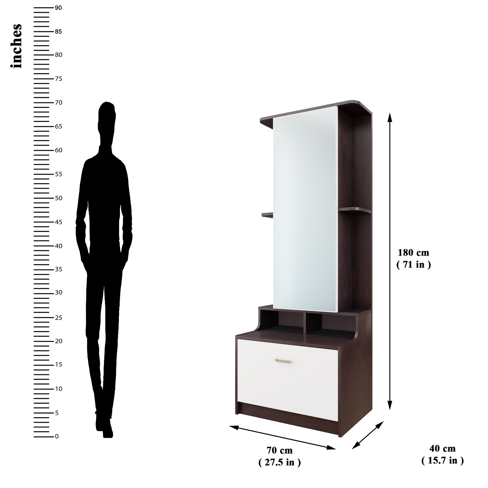 Dressing Table with Mirror Door | Drawer & Shelves | Multi Color Dressing Table VIKI FURNITURE