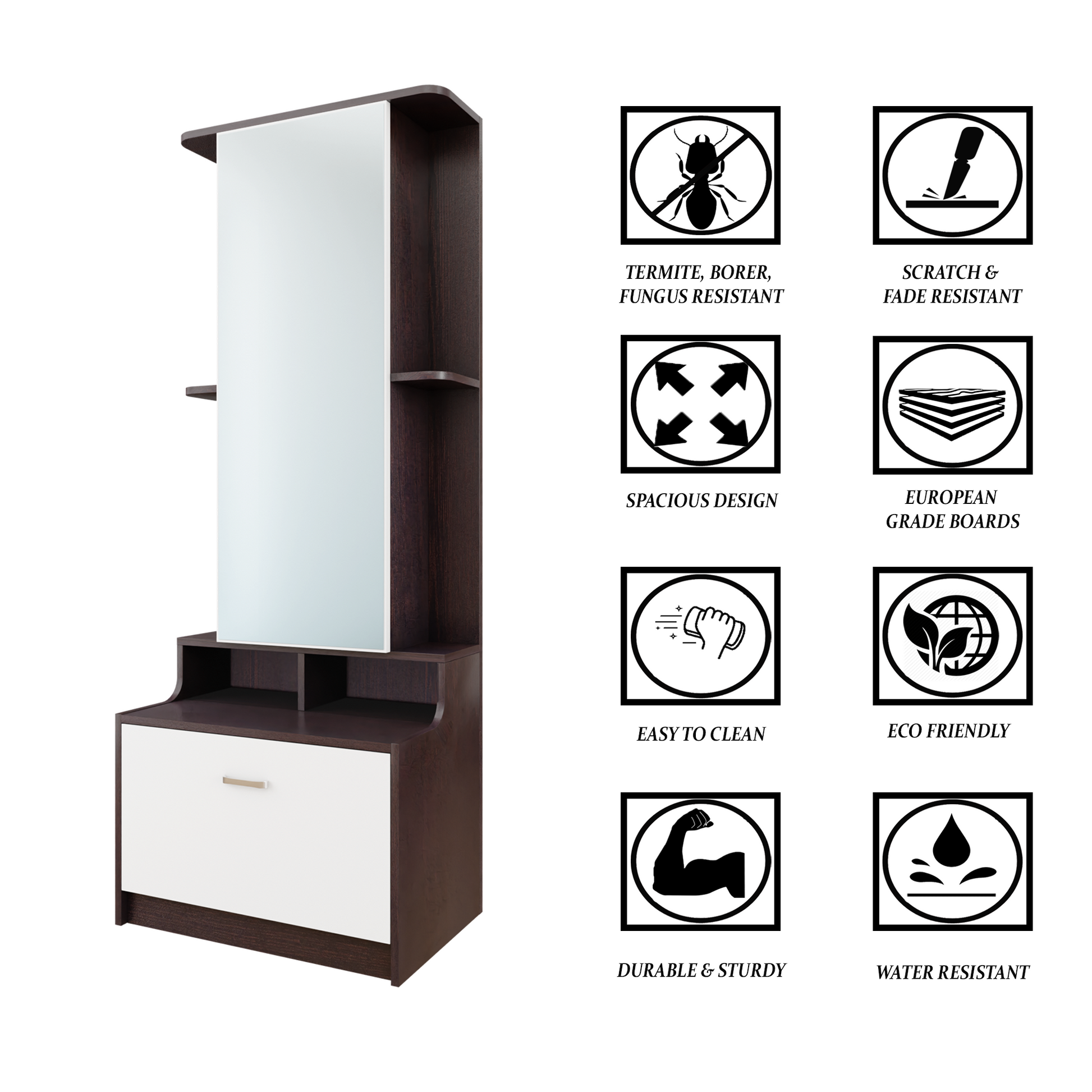 Dressing Table with Mirror Door | Drawer & Shelves | Multi Color Dressing Table VIKI FURNITURE