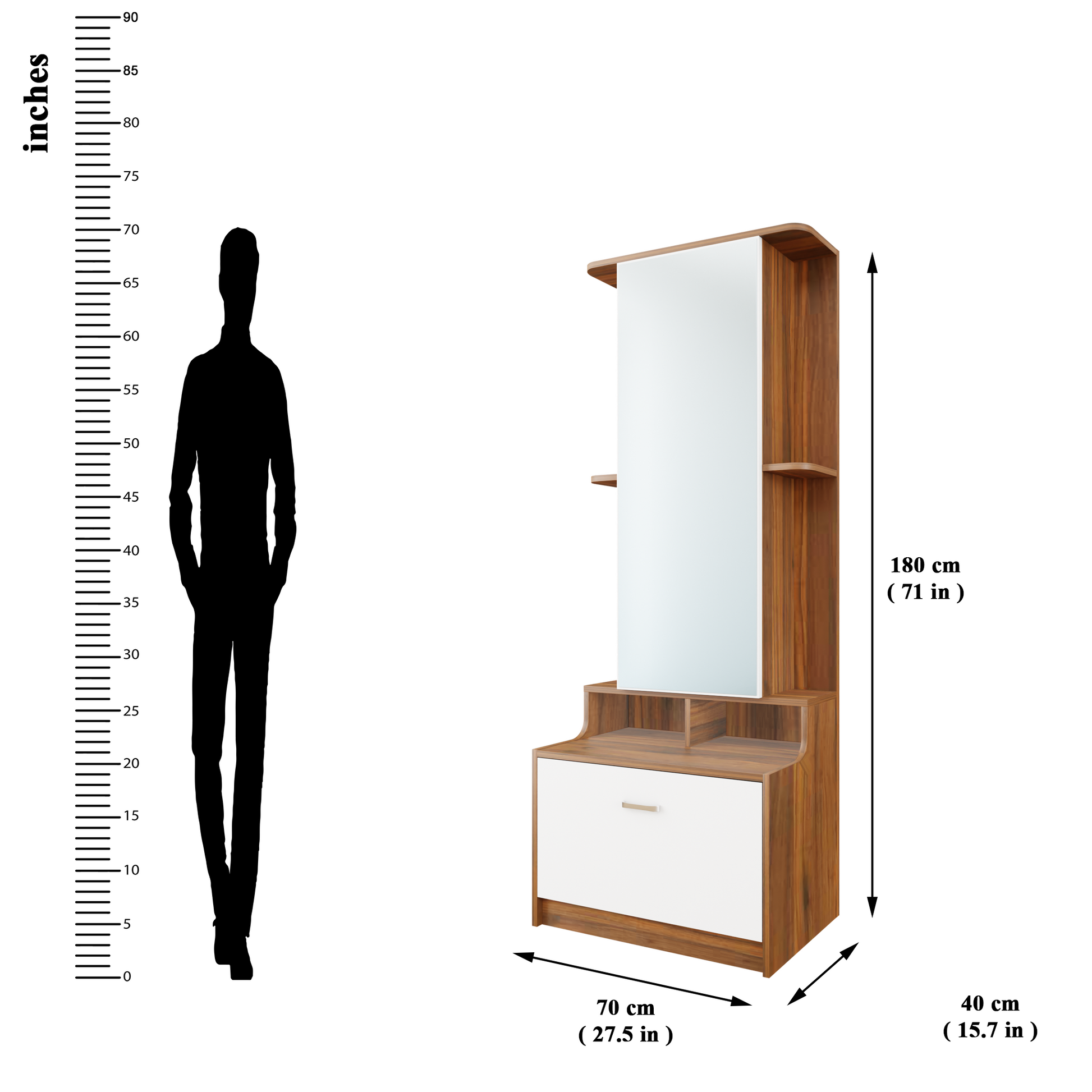 Dressing Table with Mirror Door | Drawer & Shelves | Multi Color Dressing Table VIKI FURNITURE