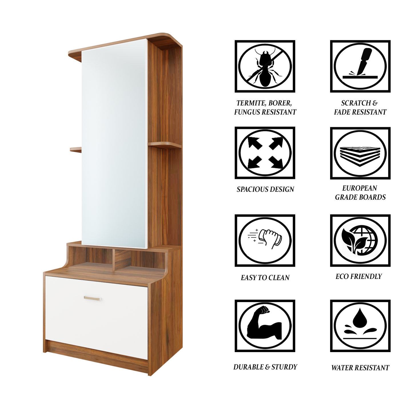 Dressing Table with Mirror Door | Drawer & Shelves | Multi Color Dressing Table VIKI FURNITURE   