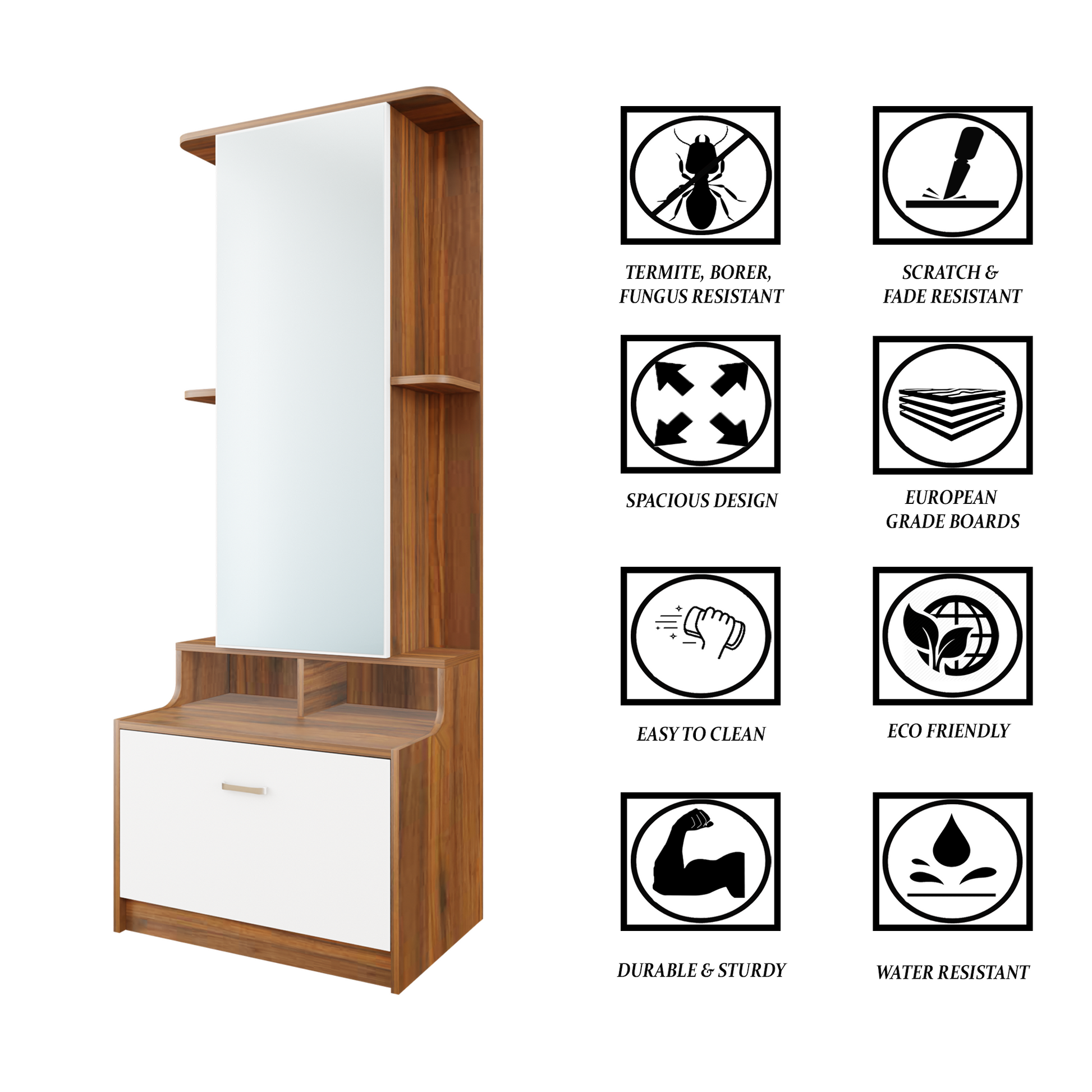 Dressing Table with Mirror Door | Drawer & Shelves | Multi Color Dressing Table VIKI FURNITURE