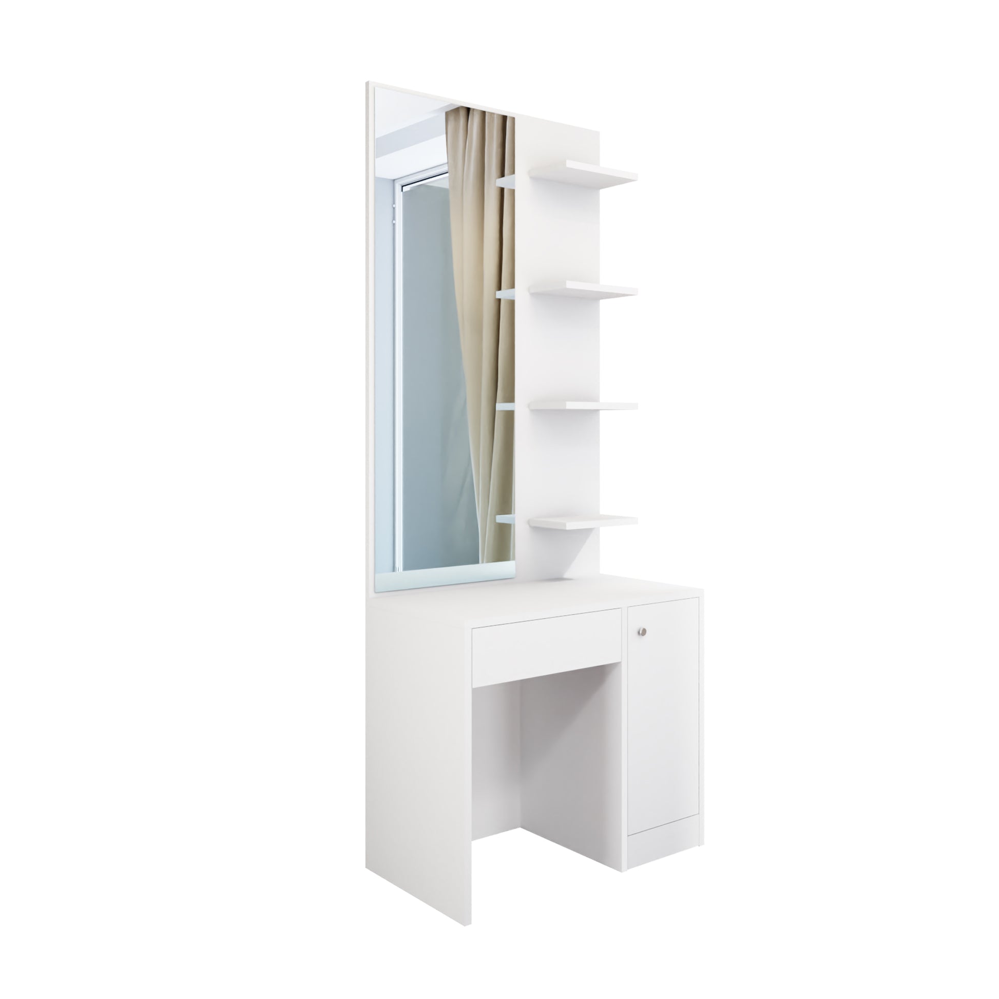 Dressing Table with Mirror Door | Door, Drawer & Open Shelves Dressing Table VIKI FURNITURE