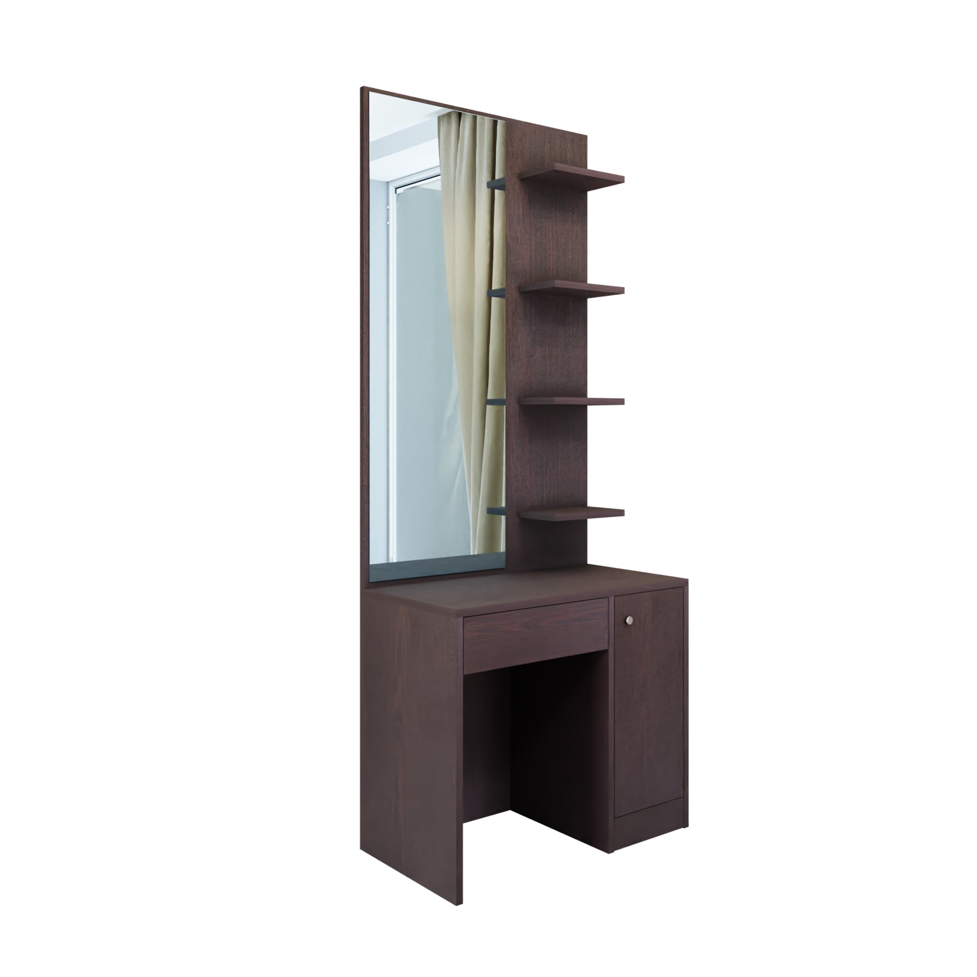Dressing Table with Mirror Door | Door, Drawer & Open Shelves Dressing Table VIKI FURNITURE