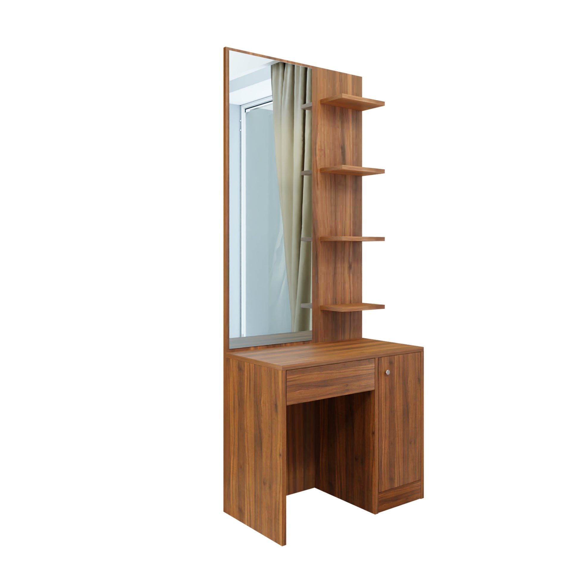Dressing Table with Mirror Door | Door, Drawer & Open Shelves Dressing Table VIKI FURNITURE