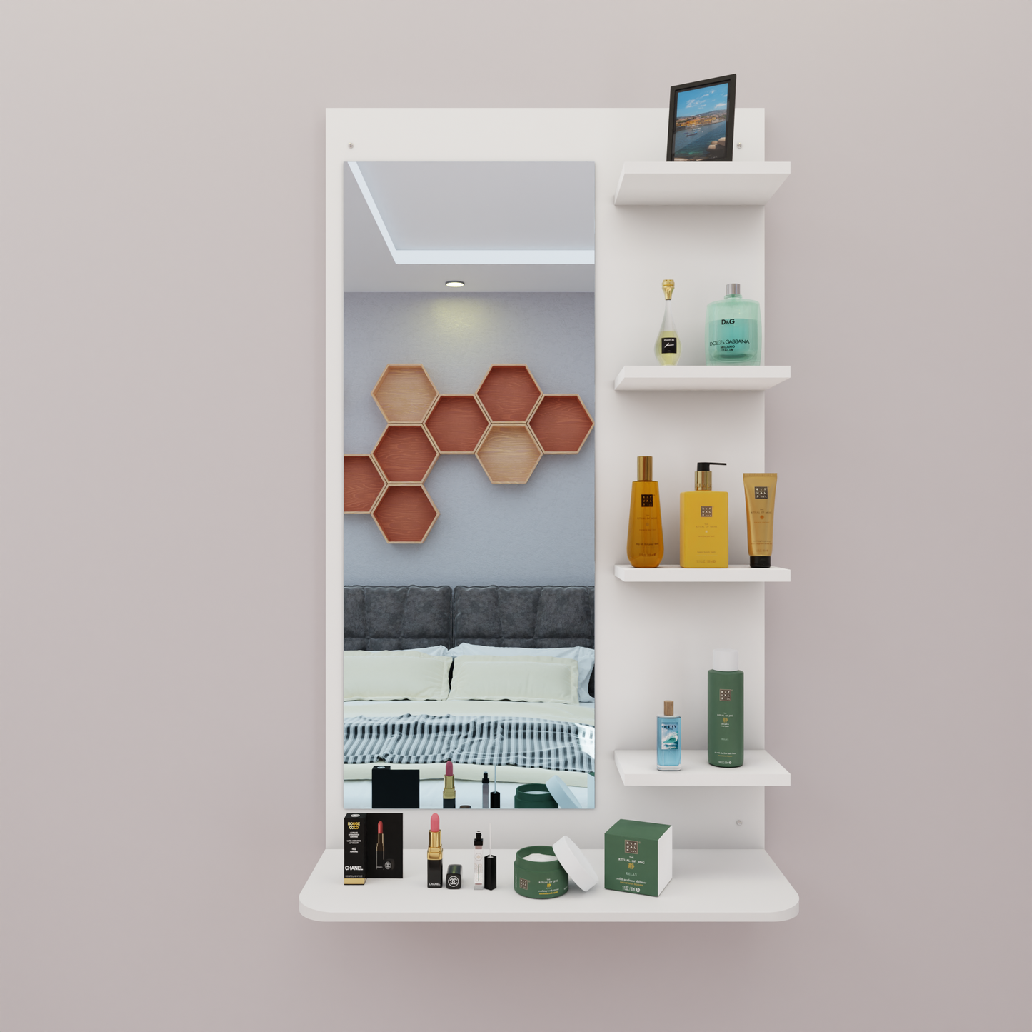 Dressing Table with Mirror | Open Shelves Dressing Table VIKI FURNITURE