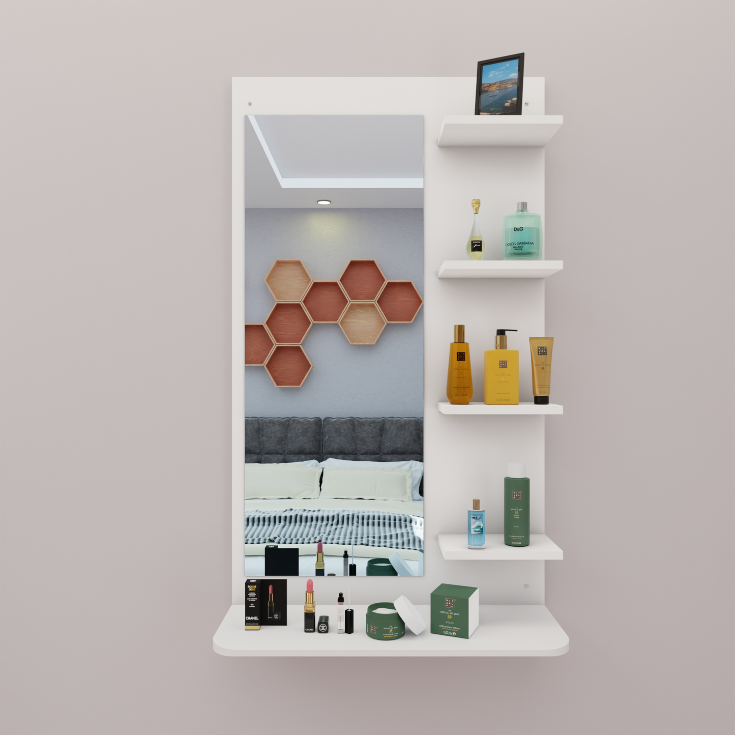 Dressing Table with Mirror | Open Shelves Dressing Table VIKI FURNITURE   