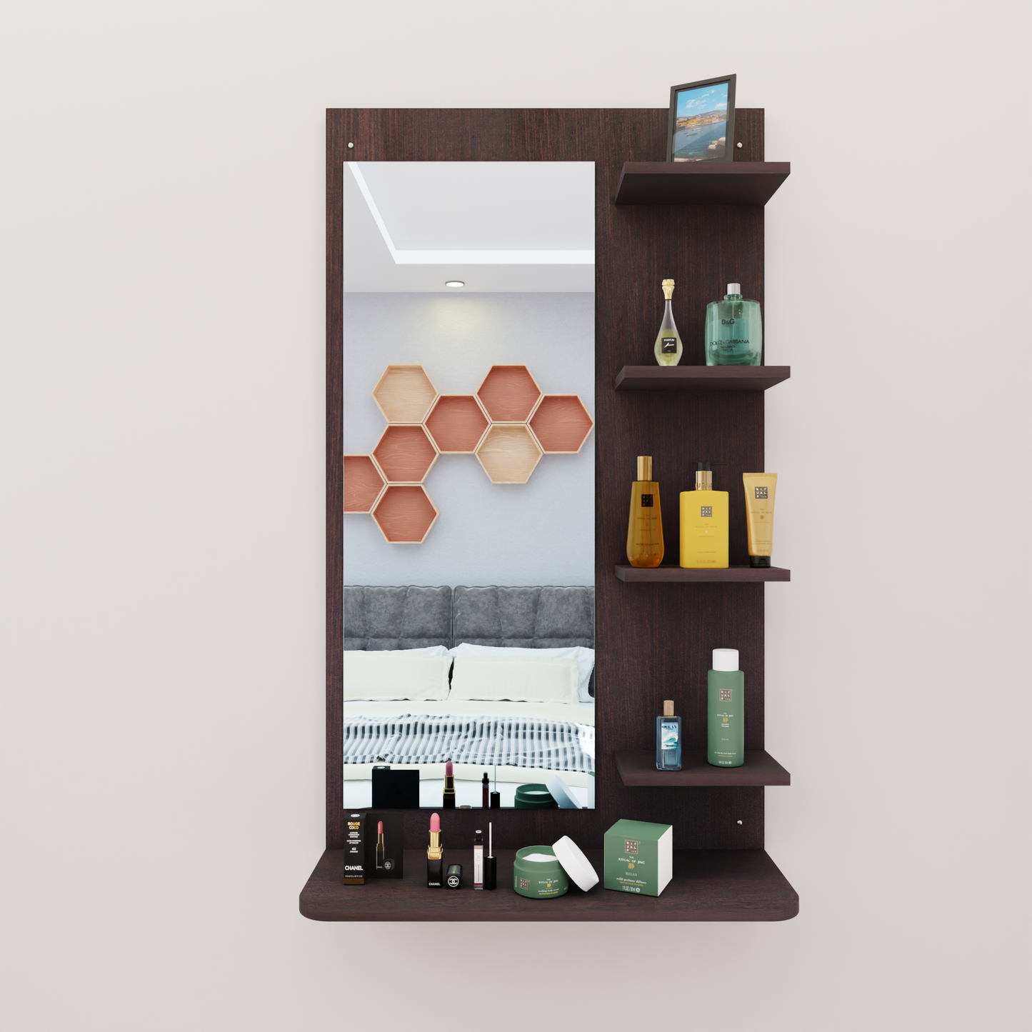 Dressing Table with Mirror | Open Shelves Dressing Table VIKI FURNITURE   