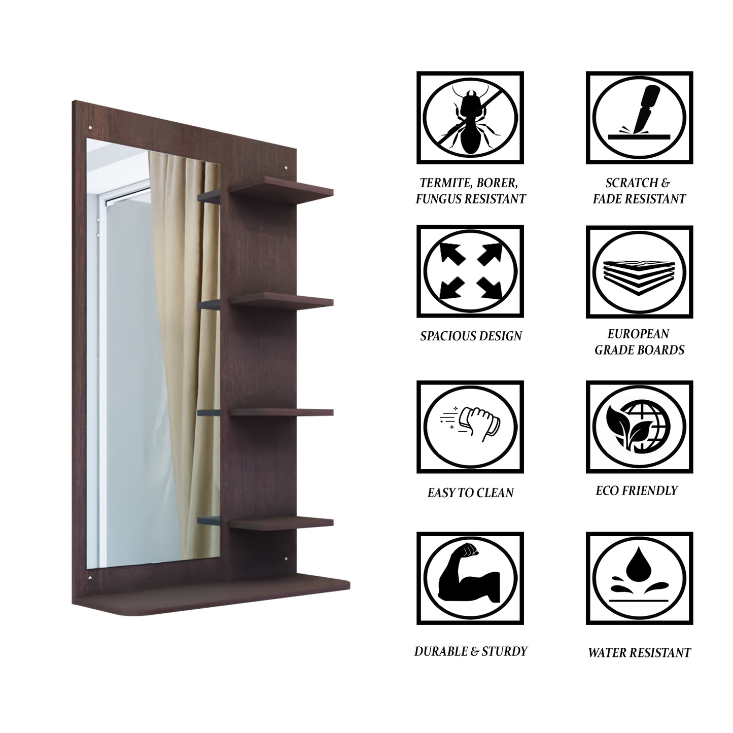 Dressing Table with Mirror | Open Shelves Dressing Table VIKI FURNITURE