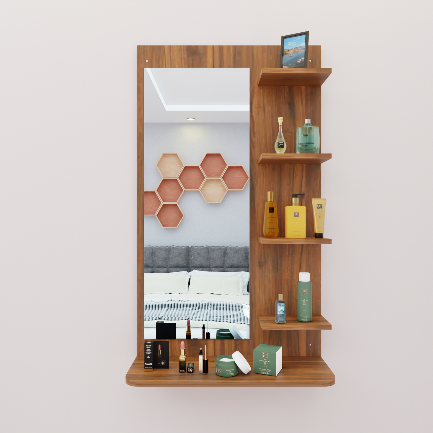 Dressing Table with Mirror | Open Shelves Dressing Table VIKI FURNITURE