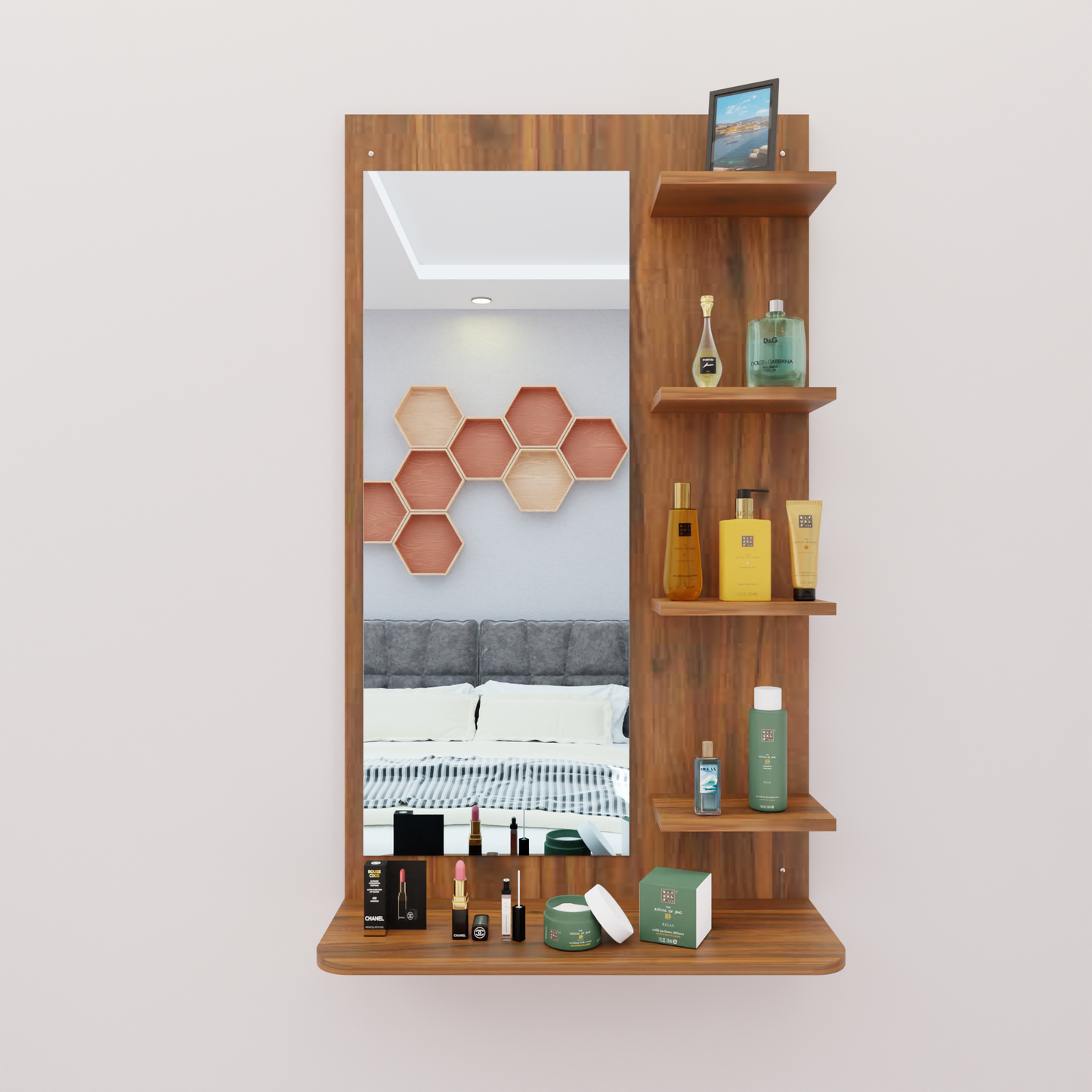 Dressing Table with Mirror | Open Shelves Dressing Table VIKI FURNITURE   