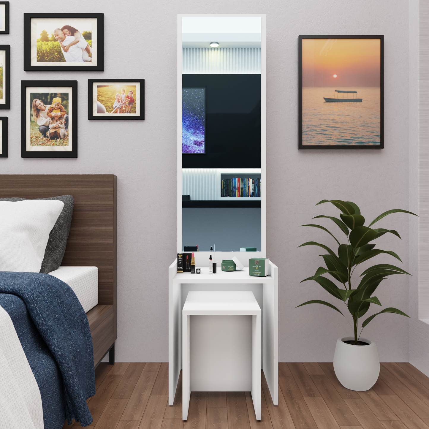 Dressing table with Mirror | Stool | Open Shelves Dressing Table VIKI FURNITURE