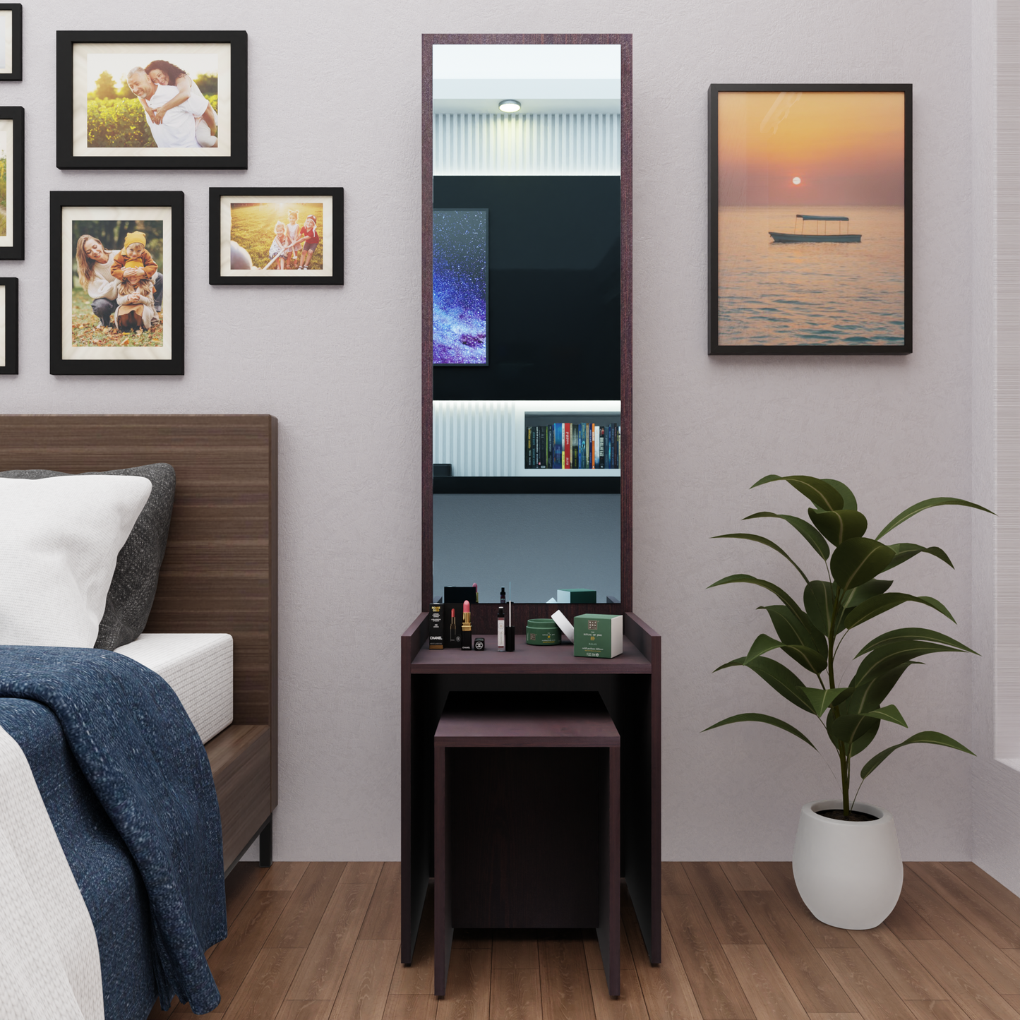 Dressing table with Mirror | Stool | Open Shelves Dressing Table VIKI FURNITURE