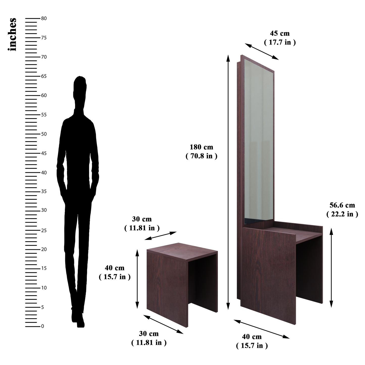 Dressing table with Mirror | Stool | Open Shelves Dressing Table VIKI FURNITURE