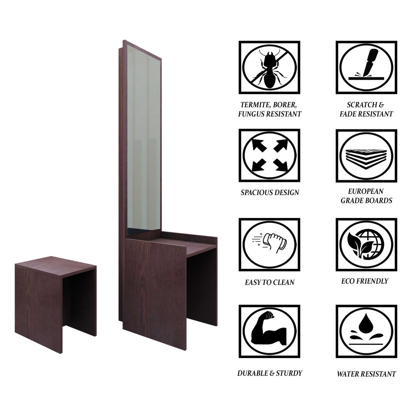 Dressing table with Mirror | Stool | Open Shelves Dressing Table VIKI FURNITURE
