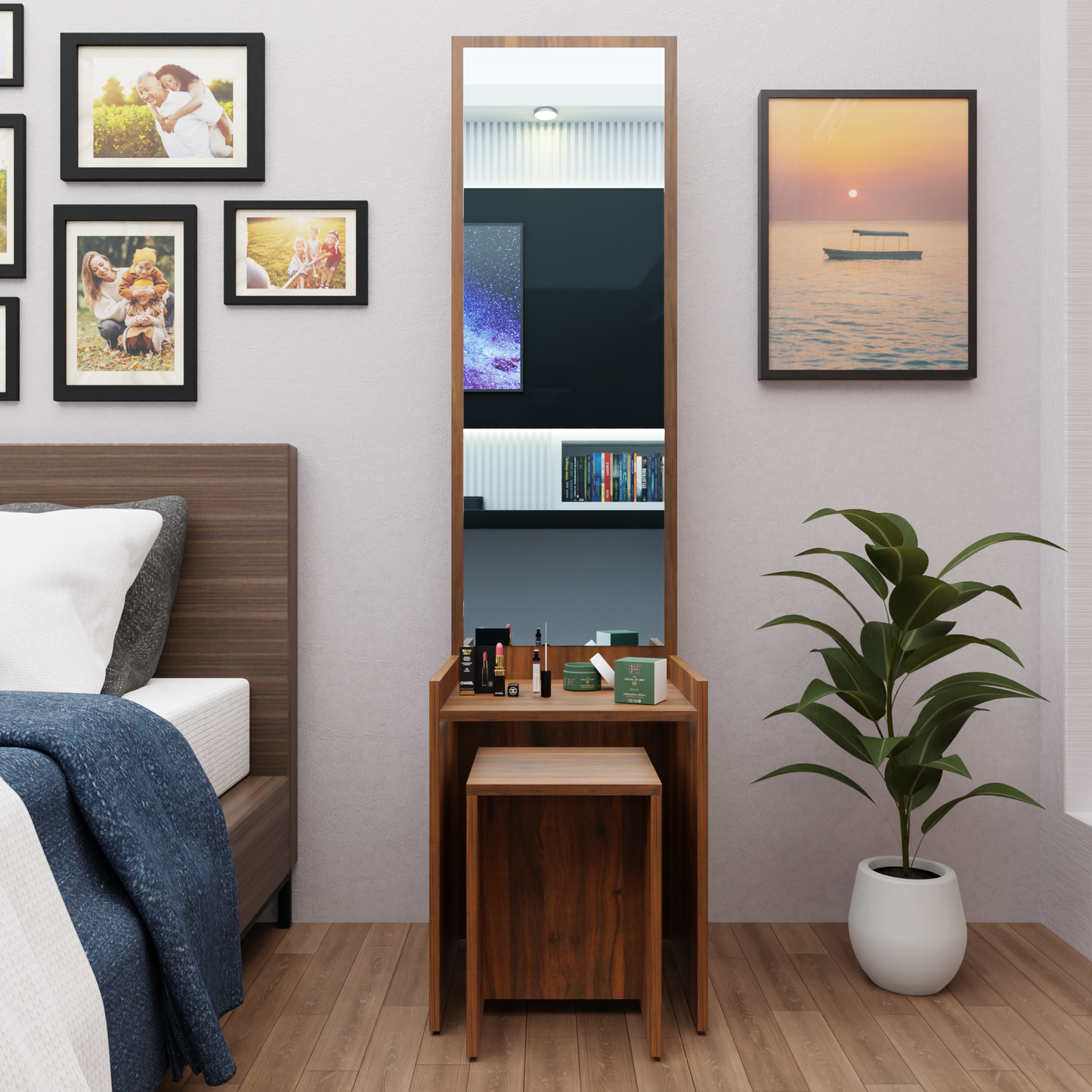 Dressing table with Mirror | Stool | Open Shelves Dressing Table VIKI FURNITURE