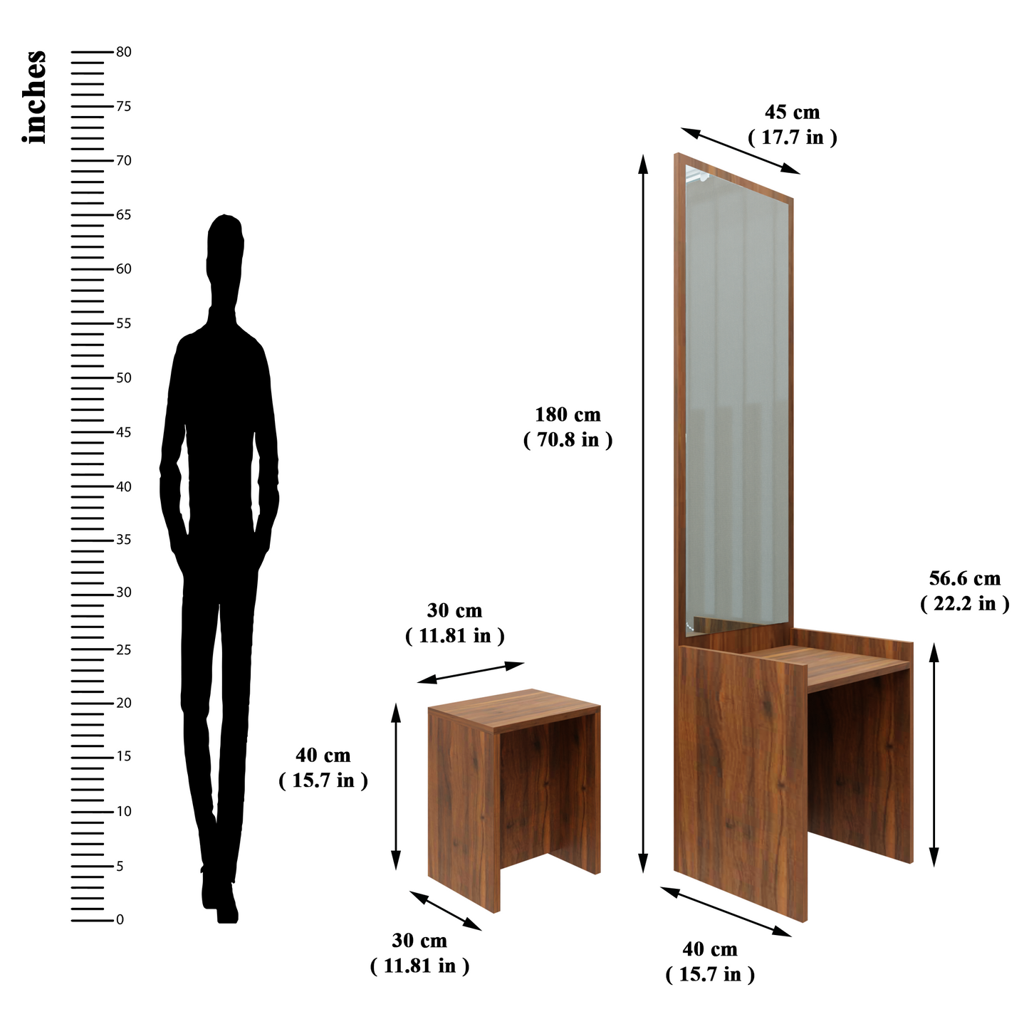 Dressing table with Mirror | Stool | Open Shelves Dressing Table VIKI FURNITURE