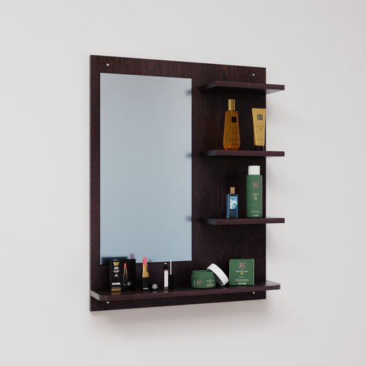 Dressing Table with Mirror | Open Shelves Dressing Table VIKI FURNITURE Dark Wenge