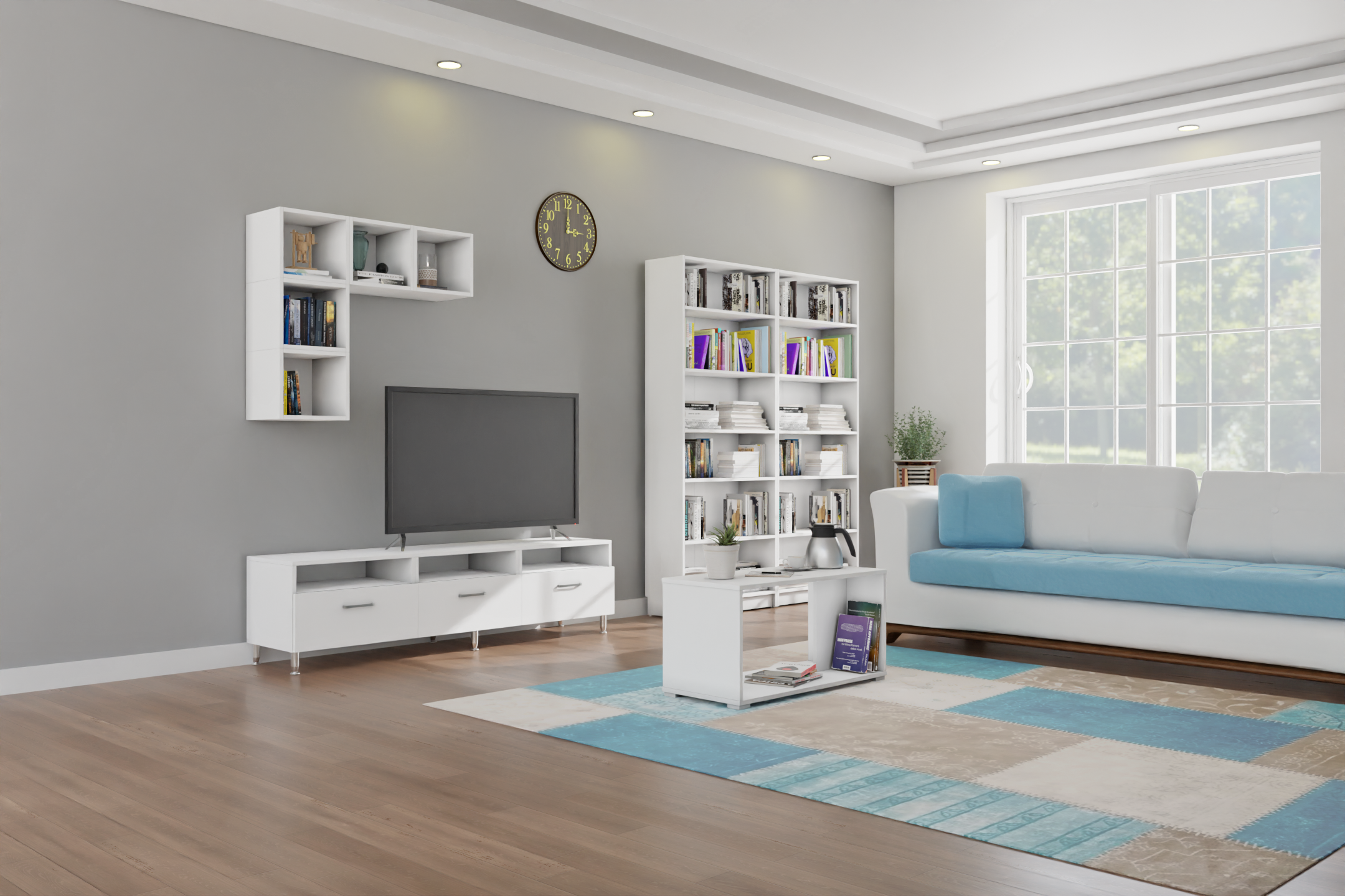 tv unit-entertainment unit-coffee table-bookshelf-living room