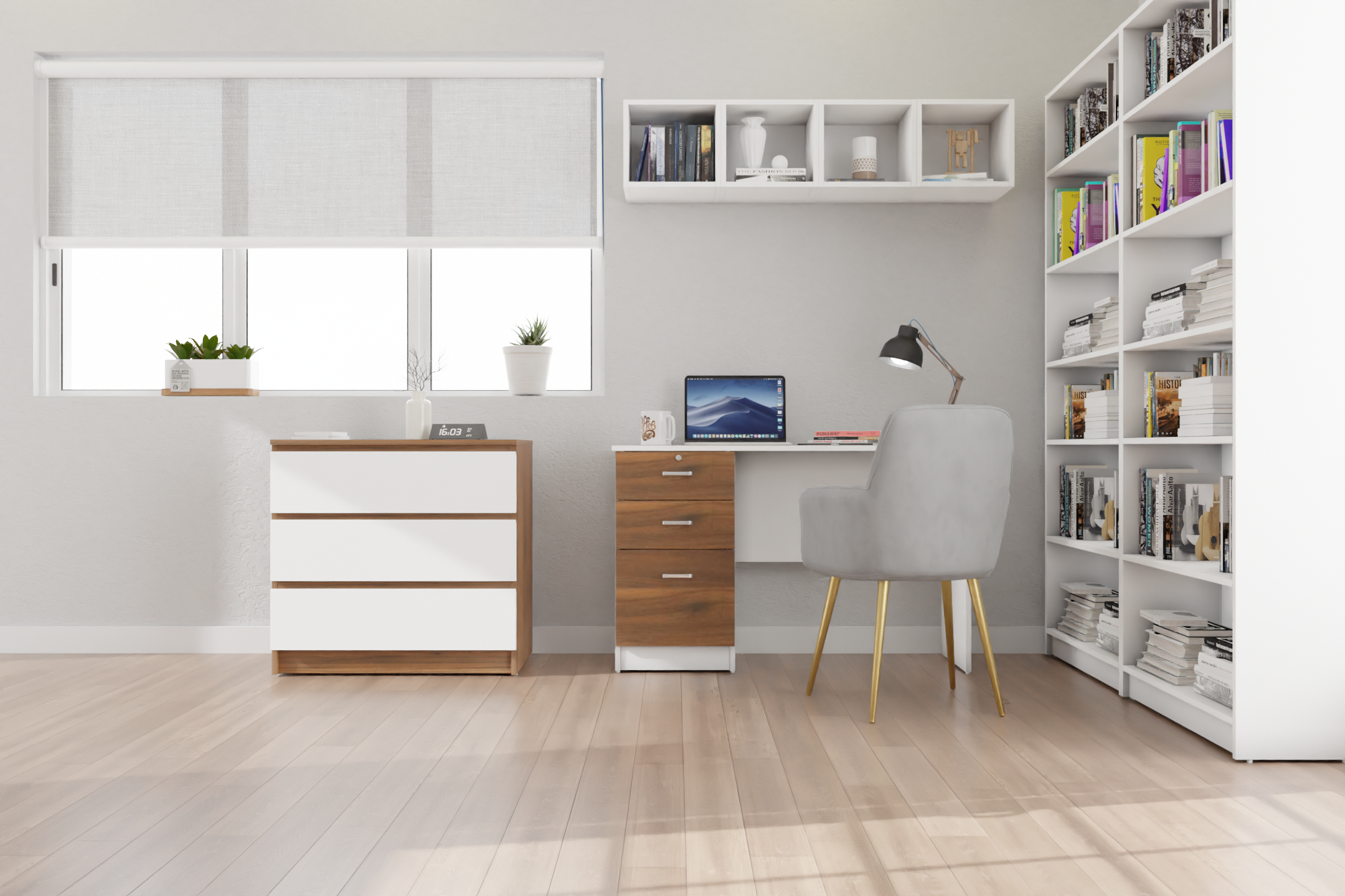 drawer-table-desk-bookcase-bookshelf-wall shelf-study room-office room