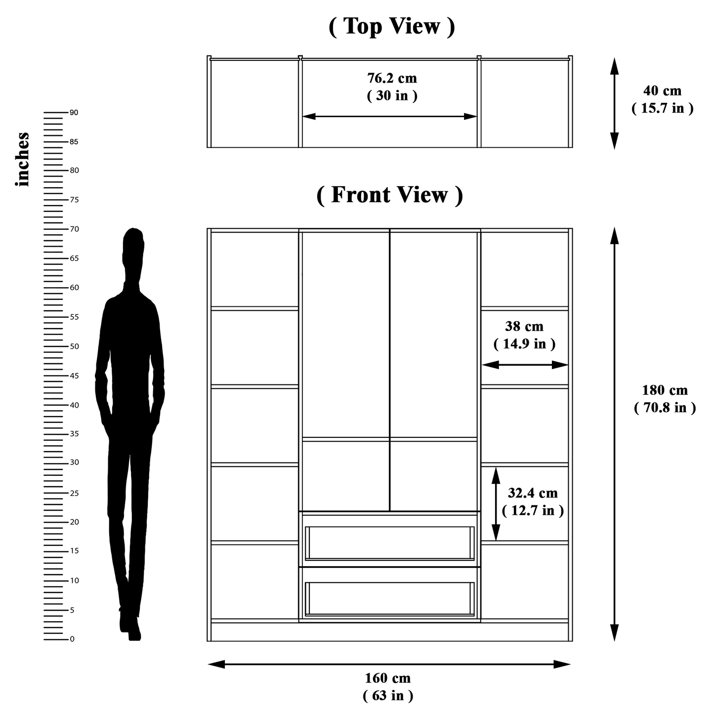 AVIRA |Wardrobe, Hinged | 4 Door, 2 Drawer