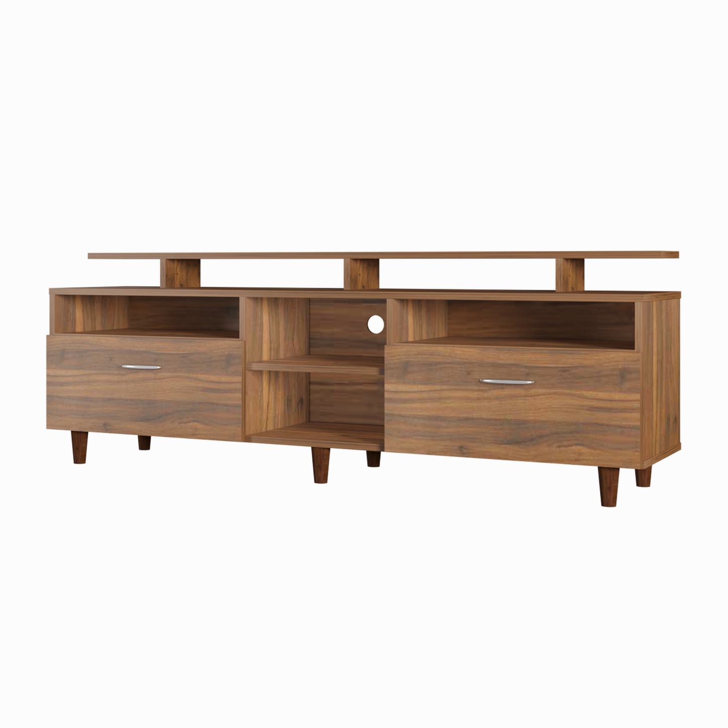 TV Unit | 2 Drawers, Open Shelves & Extension | Single Color TV & Entertainment Unit VIKI FURNITURE