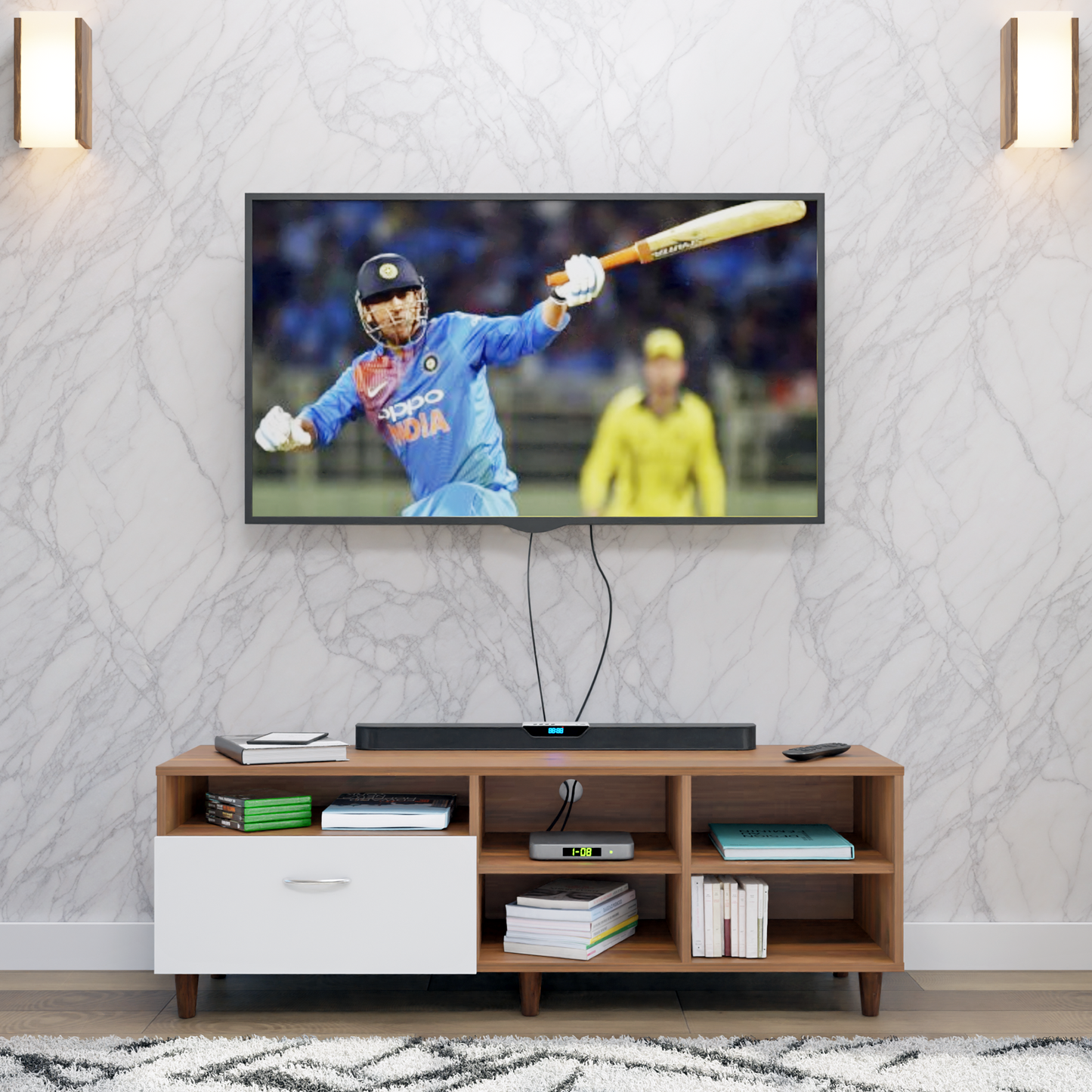 TV Unit | 1 Drawer, Shelf, Open Shelves & | Dual Color TV & Entertainment Unit VIKI FURNITURE