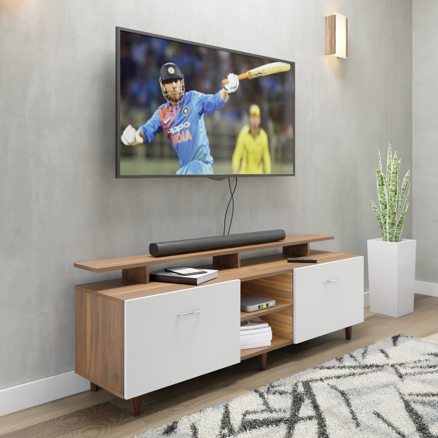 TV Unit | Drawers, Open Shelf & Extension | Dual Color TV & Entertainment Unit VIKI FURNITURE