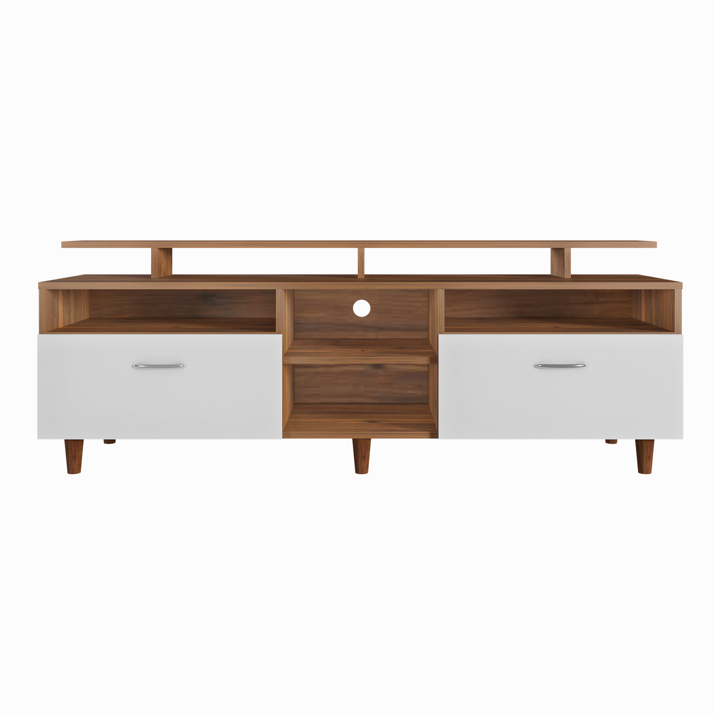 TV Unit | 2 Drawers, Open Shelves & Extension | Dual Color TV & Entertainment Unit VIKI FURNITURE