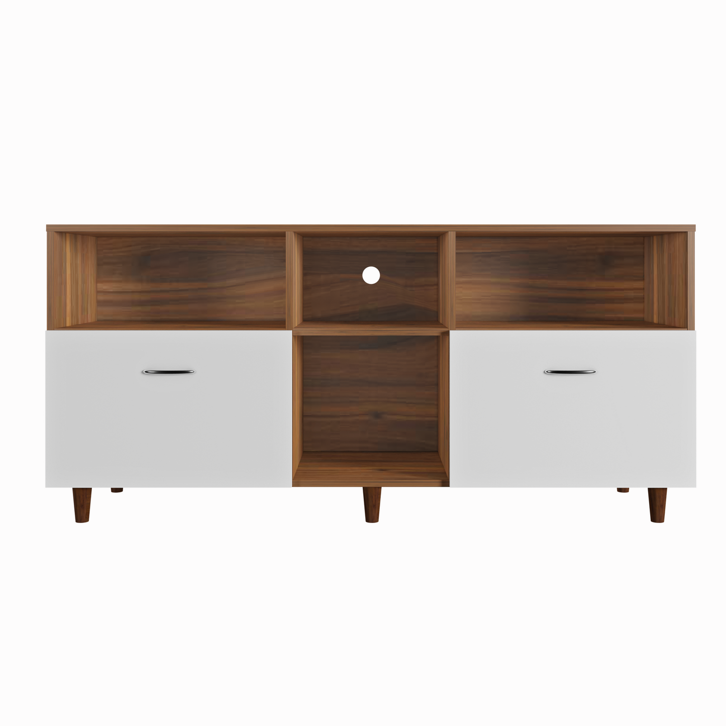 TV unit | 2 Drawers, Shelf & Open Shelves | Dual Color TV & Entertainment Unit VIKI FURNITURE