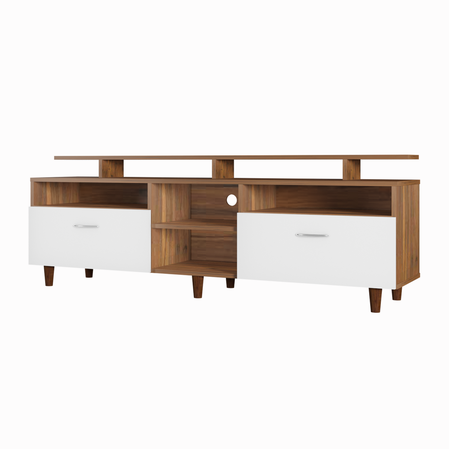 TV Unit | 2 Drawers, Open Shelves & Extension | Dual Color TV & Entertainment Unit VIKI FURNITURE