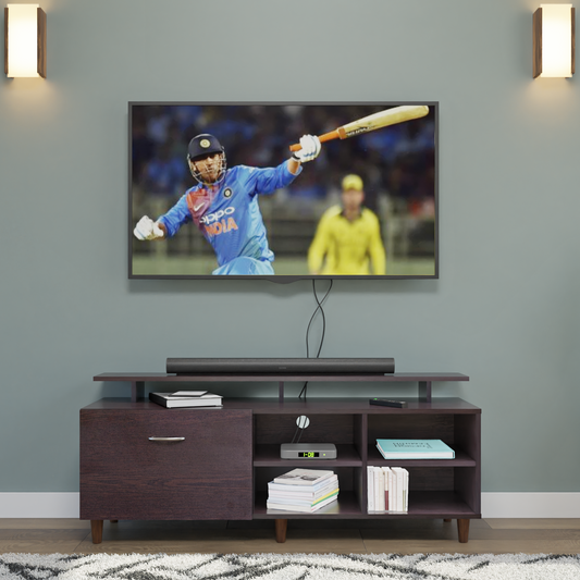 TV Unit | 1 Drawer, Open Shelves & Extension | Single Color TV & Entertainment Unit VIKI FURNITURE