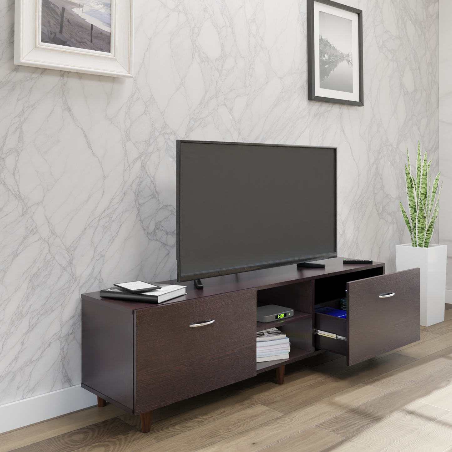 TV Unit | Drawers, Open Shelf | Single Color TV & Entertainment Unit VIKI FURNITURE