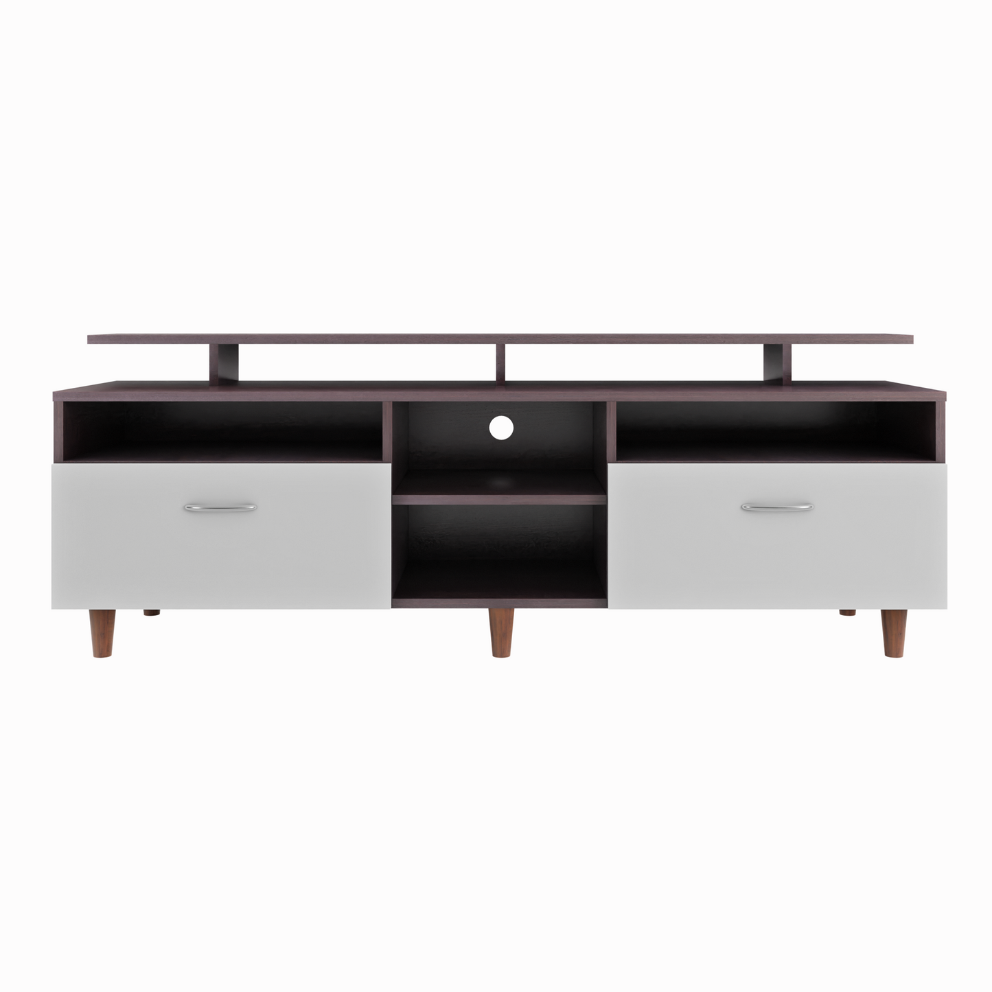TV Unit | 2 Drawers, Open Shelves & Extension | Dual Color TV & Entertainment Unit VIKI FURNITURE