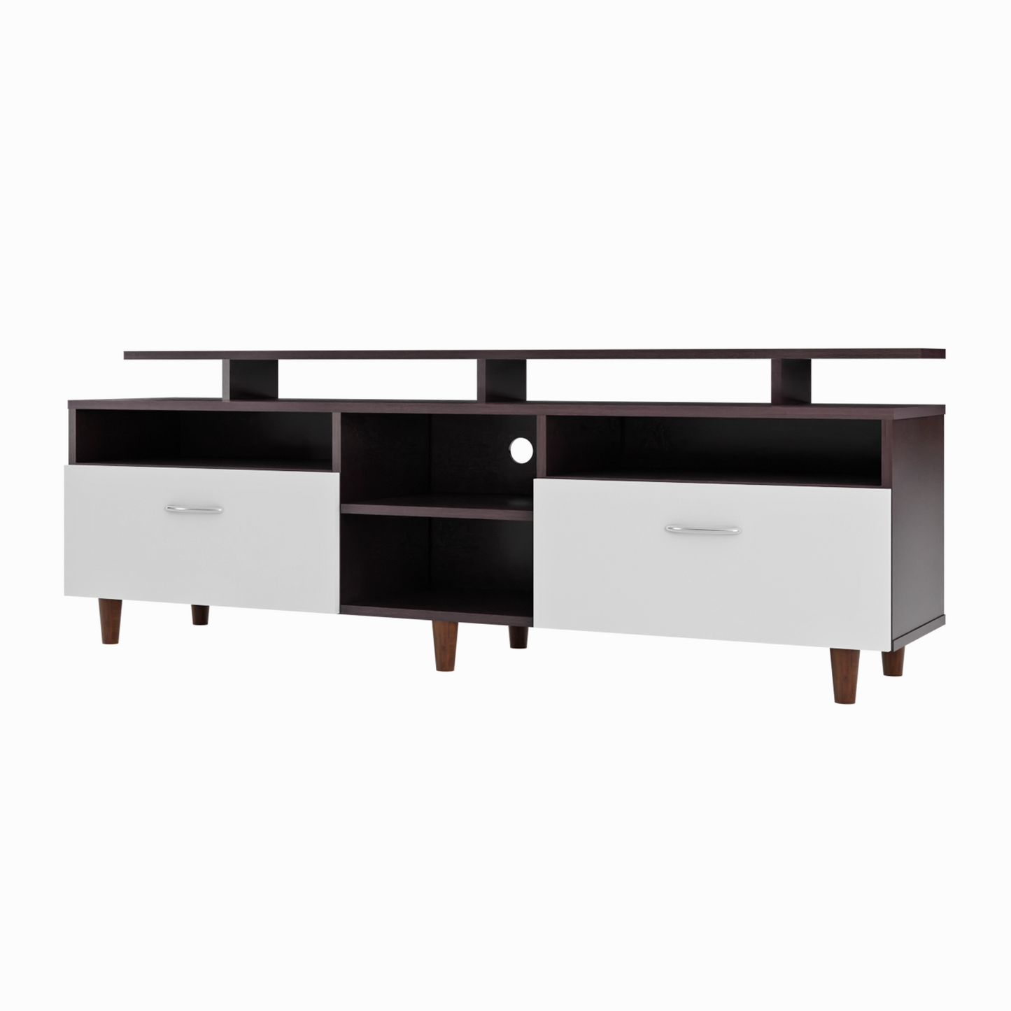 TV Unit | 2 Drawers, Open Shelves & Extension | Dual Color TV & Entertainment Unit VIKI FURNITURE