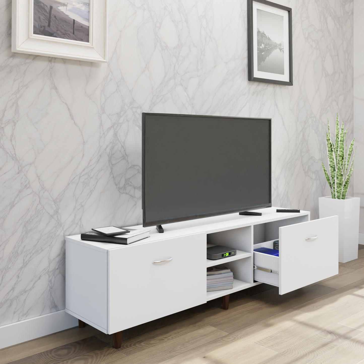 TV Unit | Drawers, Open Shelf | Single Color TV & Entertainment Unit VIKI FURNITURE