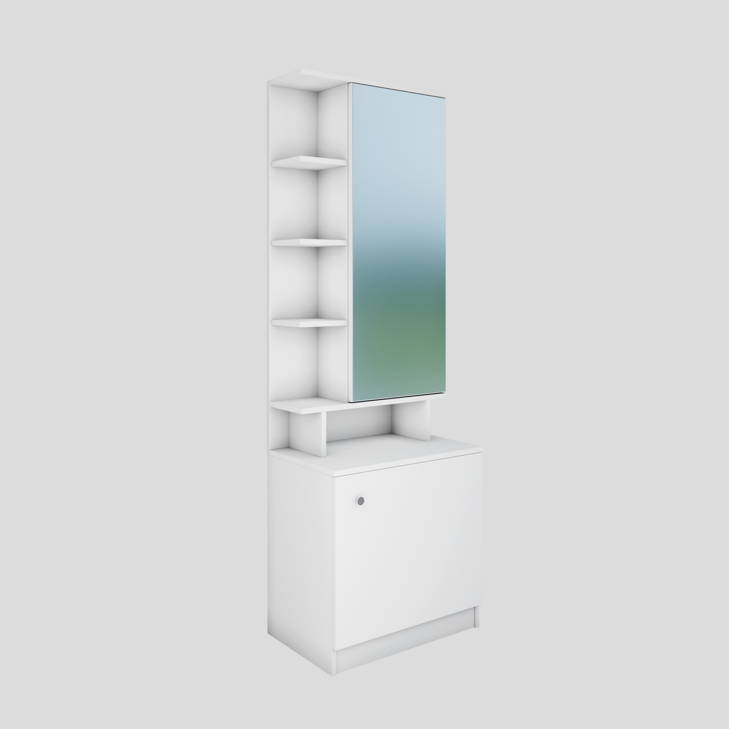 Dressing Table with Mirror Door | Drawer & Open Shelves Dressing Table VIKI FURNITURE