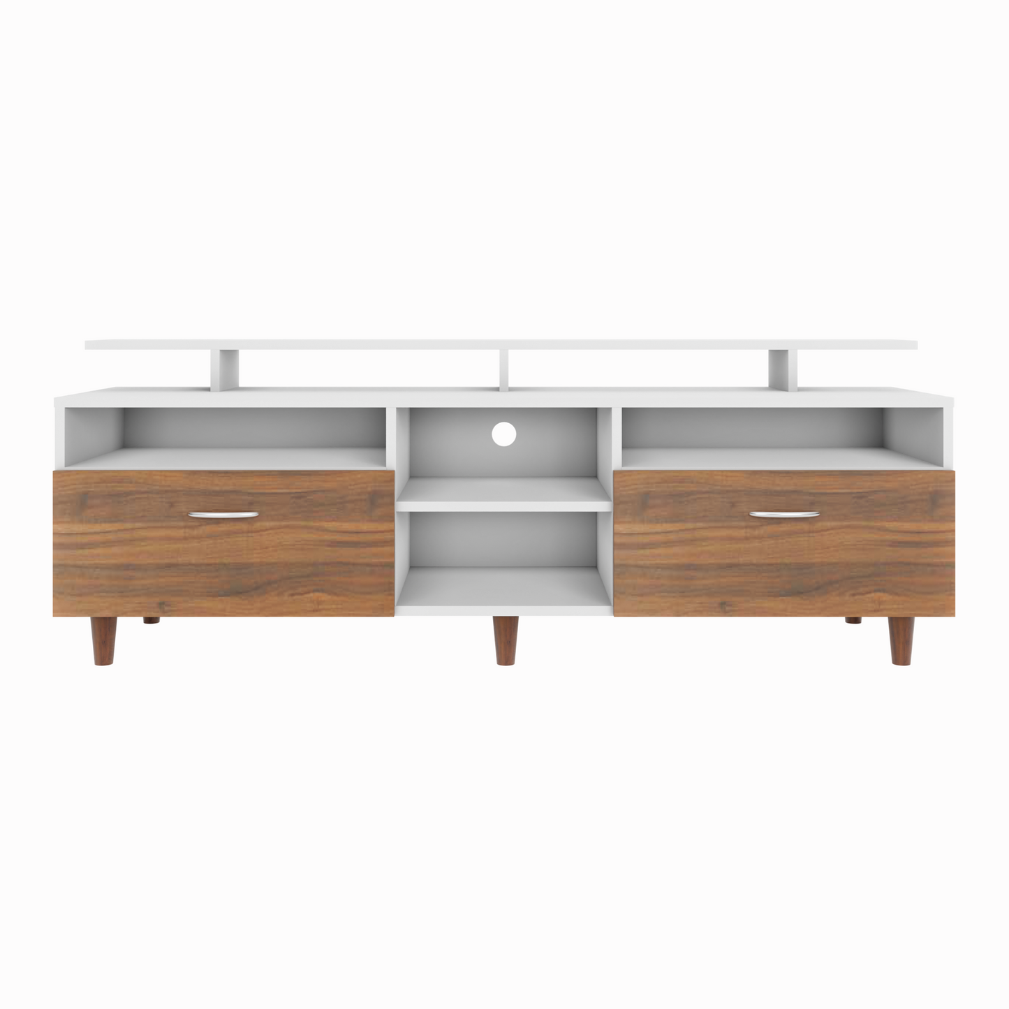 TV Unit | 2 Drawers, Open Shelves & Extension | Dual Color TV & Entertainment Unit VIKI FURNITURE