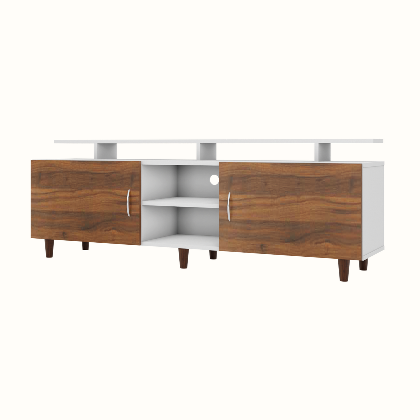 TV unit | 2 Doors, Open Shelves & Extension | Dual Color TV & Entertainment Unit VIKI FURNITURE