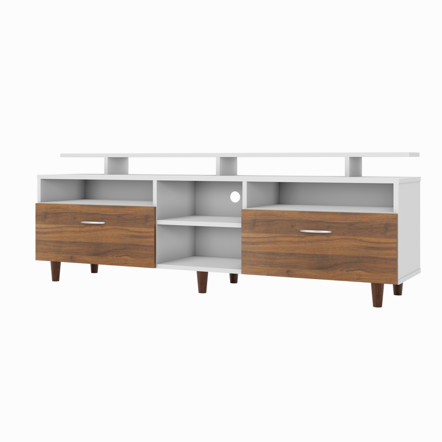 TV Unit | 2 Drawers, Open Shelves & Extension | Dual Color TV & Entertainment Unit VIKI FURNITURE