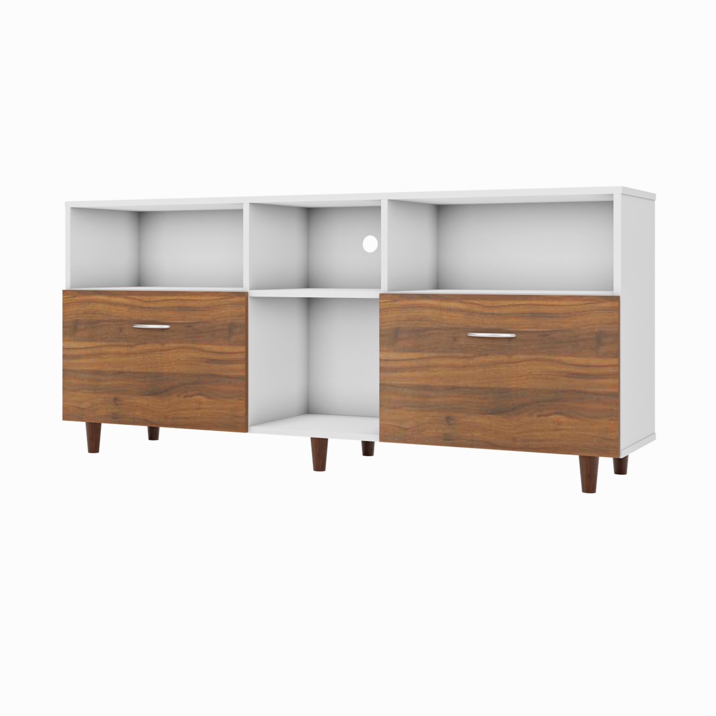 TV unit | 2 Drawers, Shelf & Open Shelves | Dual Color TV & Entertainment Unit VIKI FURNITURE