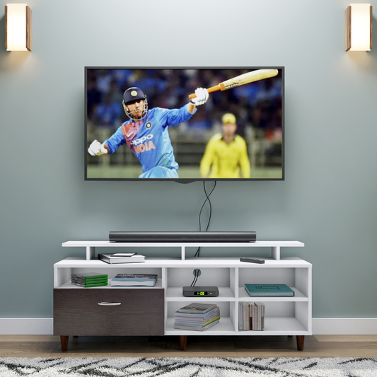 TV Unit | 1 Drawer, Shelf, Open Shelves & Extension | Dual Color TV & Entertainment Unit VIKI FURNITURE