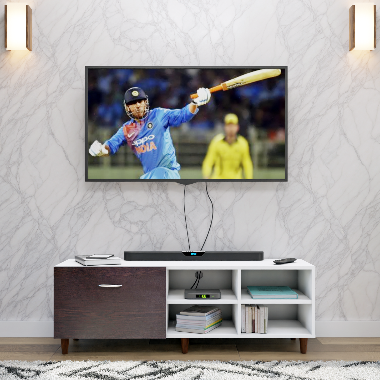 TV Unit | 1 Drawer, Open Shelves | Dual Color TV & Entertainment Unit VIKI FURNITURE