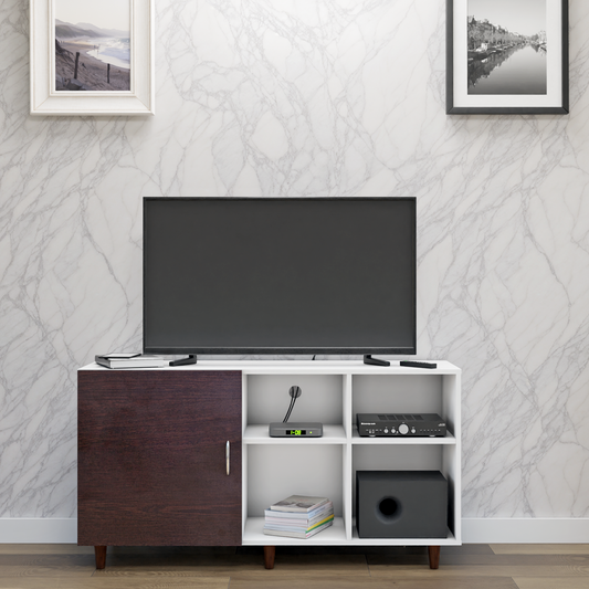 TV Unit | 1 Door, Open Shelves | Dual Color TV & Entertainment Unit VIKI FURNITURE