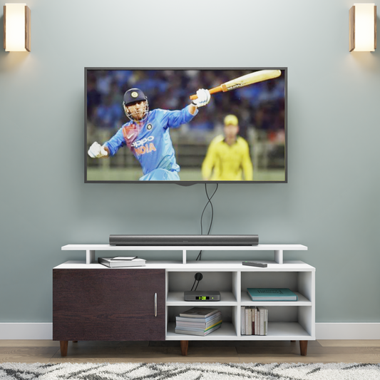 TV Unit | 1 Door, Open Shelves & Extension | Dual Color TV & Entertainment Unit VIKI FURNITURE