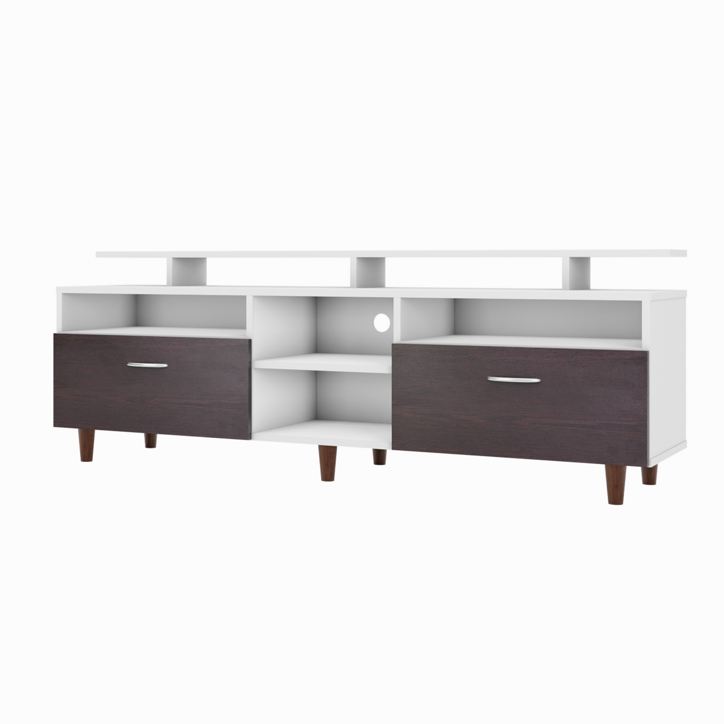 TV Unit | 2 Drawers, Open Shelves & Extension | Dual Color TV & Entertainment Unit VIKI FURNITURE